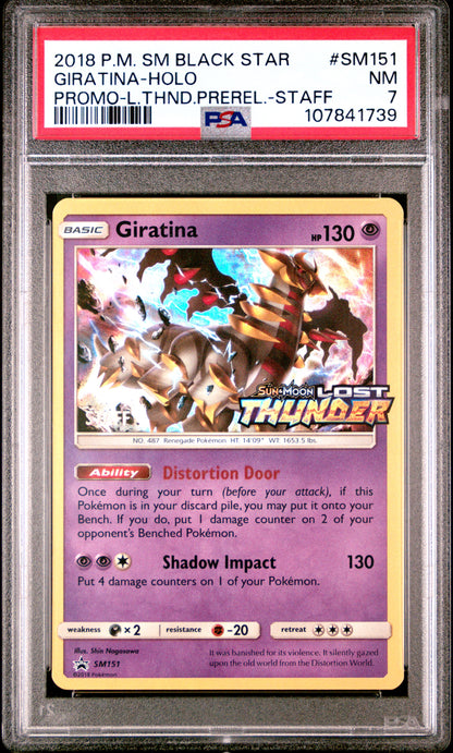 Pokémon Giratina Holo STAFF Promo SM Black Star #SM151 PSA 7